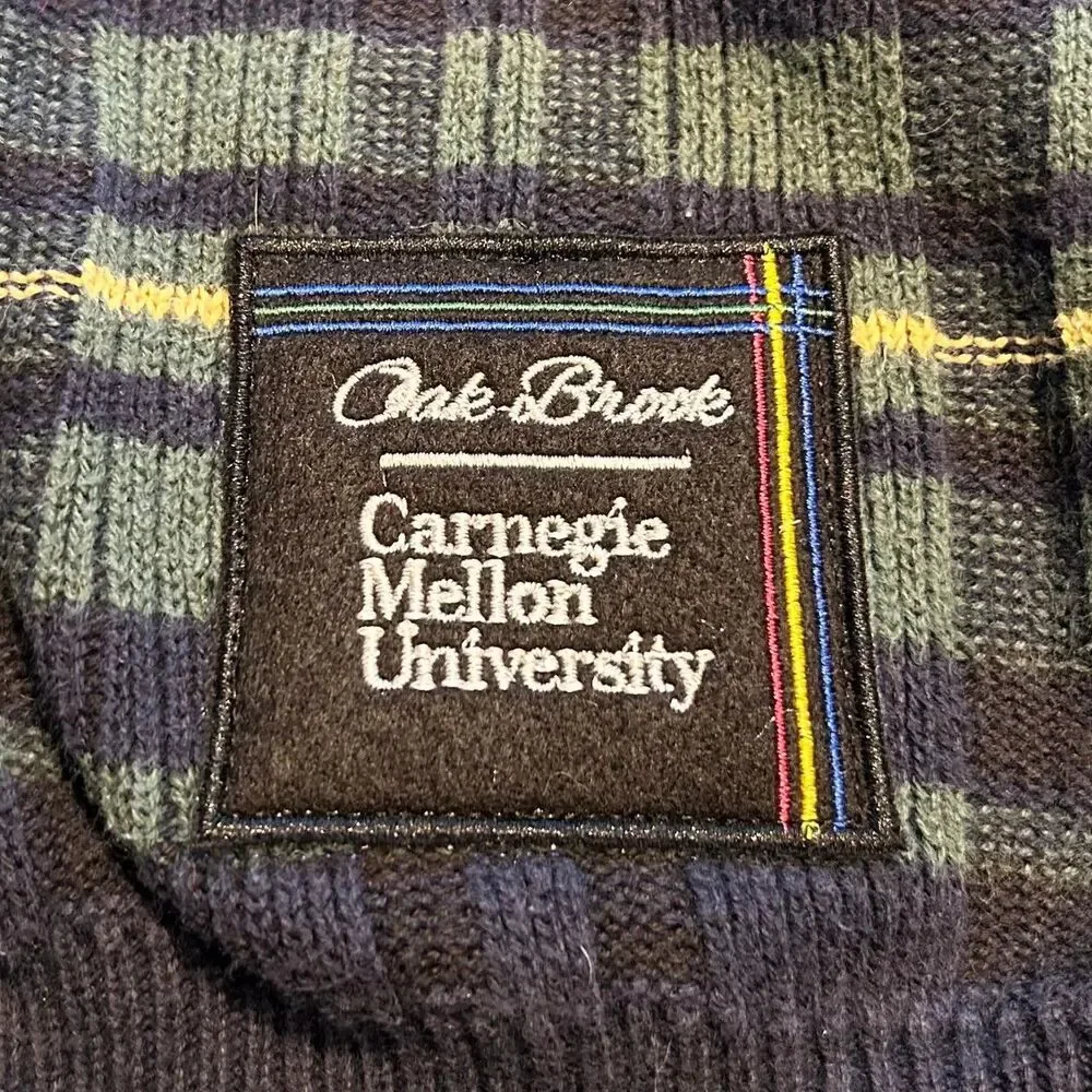 Oak Brook x Carnegie Mellon University Upcycled Tartan Plaid Sweater Size Medium